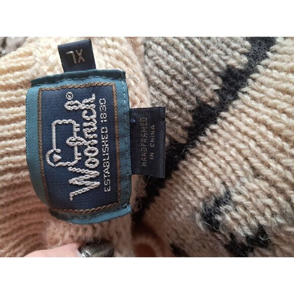 Vintage 90s Woolrich Sweater Wool Geometric Aztec Southwestern Knit Xl - Picture 2 of 2